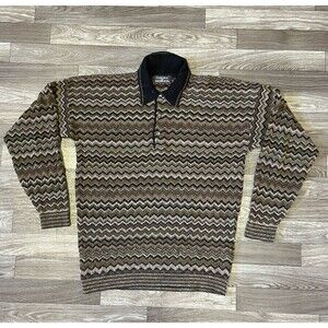 Vintage Tundra Bachrach Sweater Men’s Large Geometric Long Sleeve Henley Western